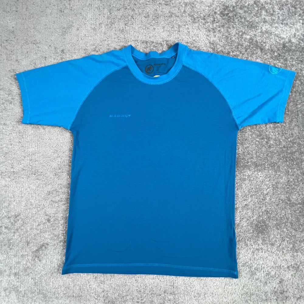 Mammut Mens Blue Dri-release Performance T-Shirt Size L Raglan Tee Climbing Hike